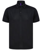 HB465: Mens Recycled Polyester Polo Mens Polos Henbury Black XS
