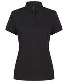 HB466: Womens Recycled Polyester Polo Womens Polos Henbury Black XS