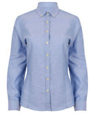HB513: Modern Ladies Oxford Shirt Womens Long Sleeve Shirts Henbury Blue XS