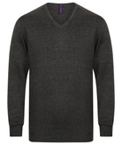 HB720: Mens V-Neck Jumper Mens Knitwear Henbury Grey Marl 2XS