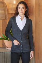 HB732: Ladies Button-up V-Neck Cardigan Womens Knitwear Henbury Grey Marl 2XS