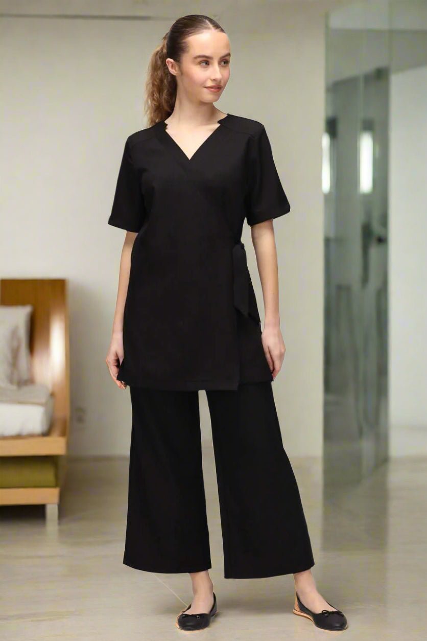 Ivy Ladies Culotte Beauty Trouser Salon & Spa Trousers La Beeby Black 4
