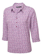 Izzy Ladies Geo Print 3/4 Sleeve Blouse Blouses Vortex Designs Magenta 6