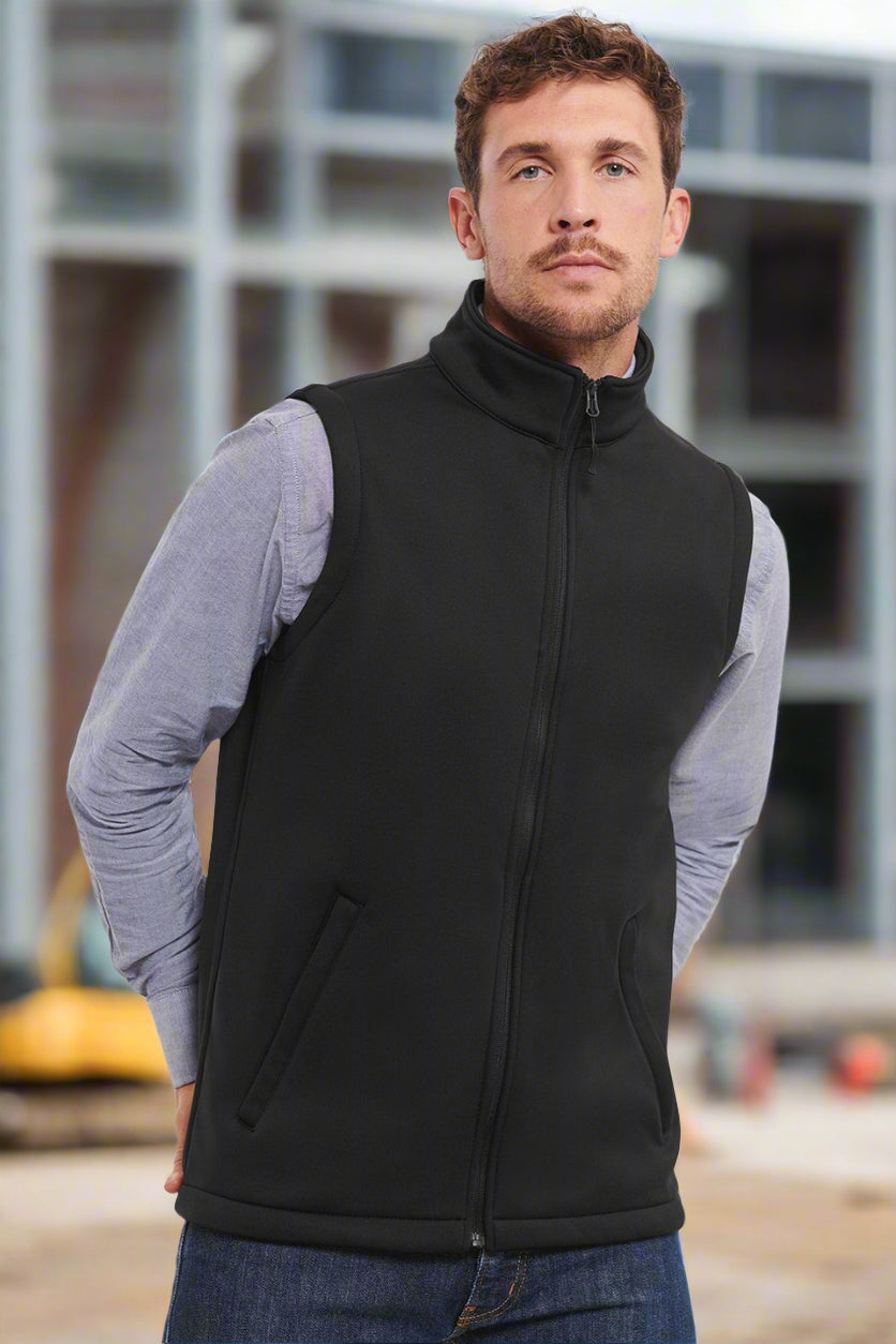 J041M: Smart Mens Softshell Gilet Mens Bodywarmers Russell Black XS