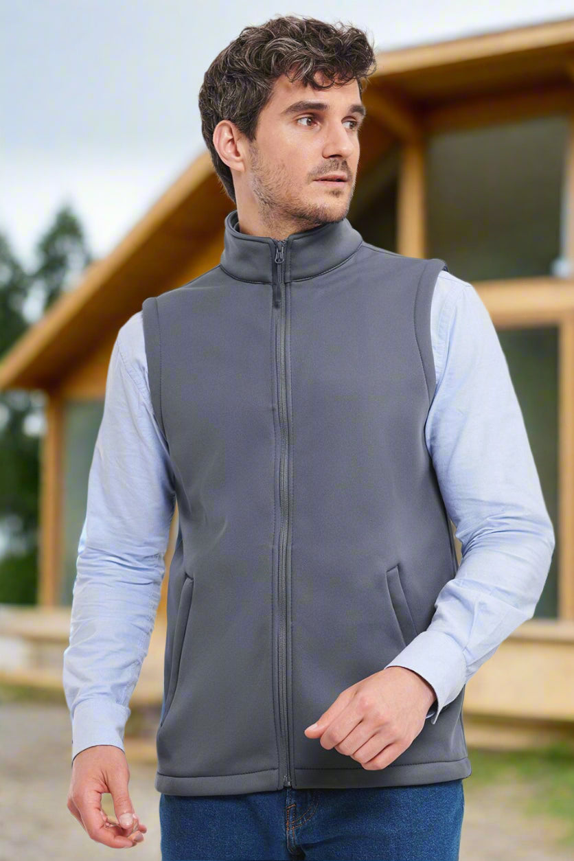 J041M: Smart Mens Softshell Gilet Mens Bodywarmers Russell Convoy Grey XS