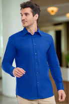 J922M: Mens Tailored Oxford Shirt Mens Long Sleeve Shirts Russell Collection Bright Royal 14.5"