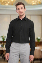 J922M: Mens Tailored Oxford Shirt Mens Long Sleeve Shirts Russell Collection Black 14.5"