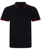 JP003: Mens Stretch Tipped Polo Mens Polos AWDis Just Polos Black/Red S
