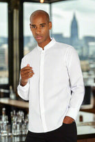 KK161: Mens Mandarin Collar Shirt Mens Long Sleeve Shirts Kustom Kit White S