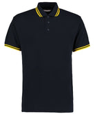 KK409: Classic Fit Tipped Collar Polo Mens Polos Kustom Kit Navy/Yellow S
