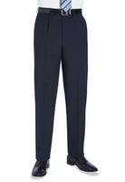 Langham Single Pleat Mens Suit Trouser Mens Suit Trouser Brook Taverner Navy 28 Short (29.5")