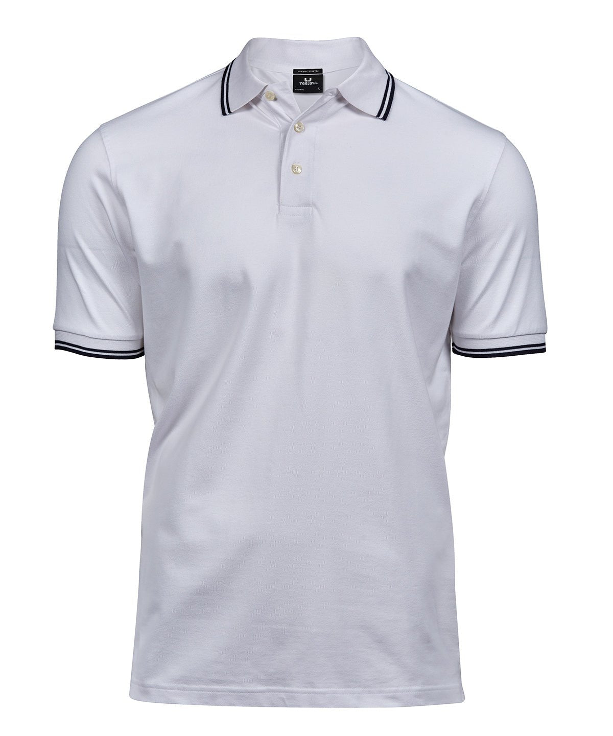 Luxury Stripe Stretch Polo Men Polo Shirt Tee Jays White/Navy S