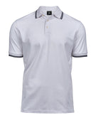 Luxury Stripe Stretch Polo Men Polo Shirt Tee Jays White/Navy S