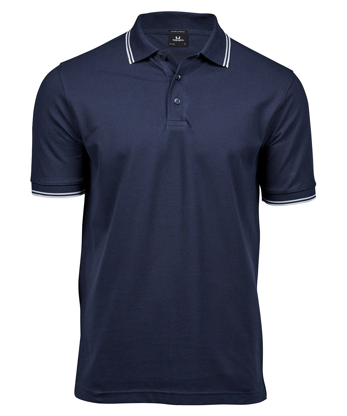Luxury Stripe Stretch Polo Men Polo Shirt Tee Jays Navy/White S