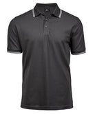 Luxury Stripe Stretch Polo Men Polo Shirt Tee Jays Dark Grey/White S