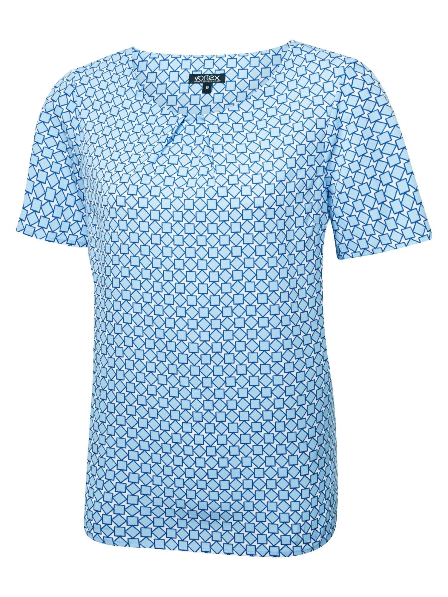 Molly Ladies Geo Print Blouse Blouses Vortex Designs Sky Blue 6