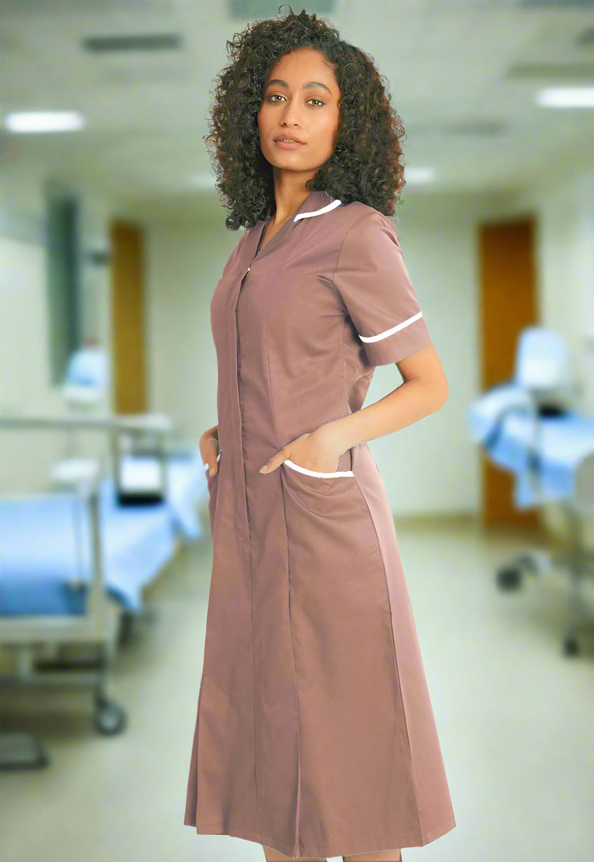 NCLD - Biscuit Healthcare Dress (White Trim) Healthcare Dress Behrens