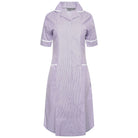 Lilac/White Stripe Nurse Dress with White Trim Healthcare Dress Behrens 6 Short