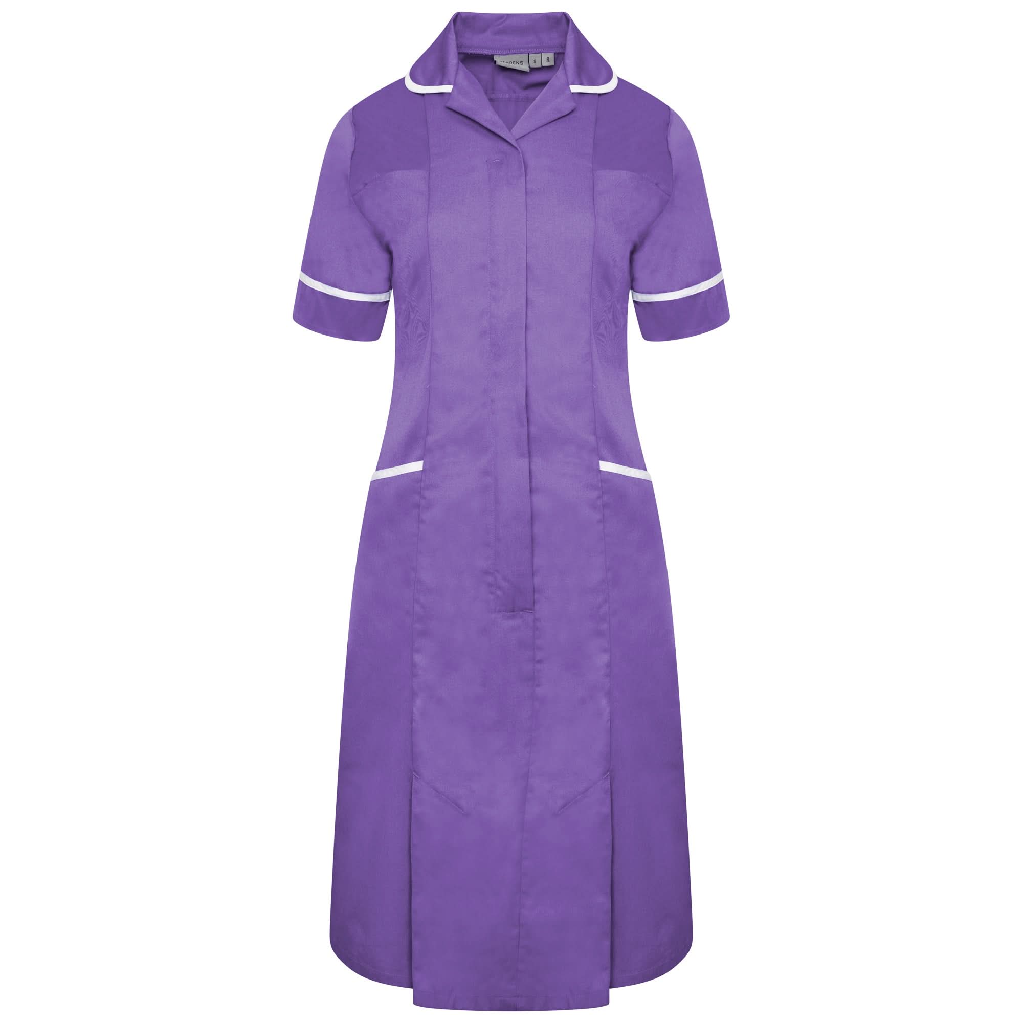 NCLD - Purple Nurse Dress (White Trim) Healthcare Dress Behrens Purple 6 Short