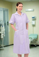 Lilac/White Stripe Nurse Dress with White Trim Healthcare Dress Behrens