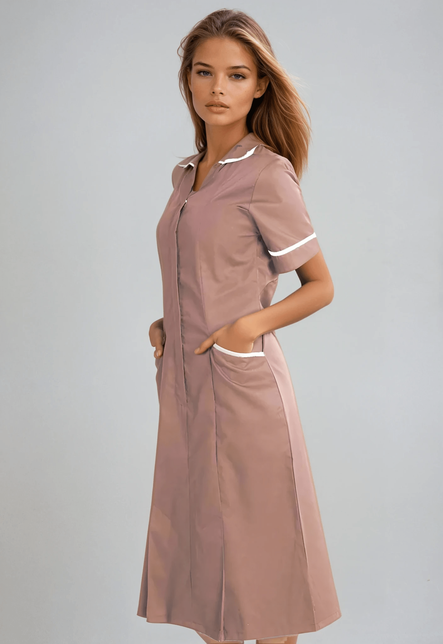 NCLD Biscuit Healthcare Nurse Dress with White Trim – Behrens