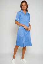 NCLD - Nurse Dress in Hospital Blue with White Trim Healthcare Dress Behrens Hospital Blue 6 Short