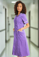 NCLD - Nurse Dress in Lilac with White Trim Healthcare Dress Behrens