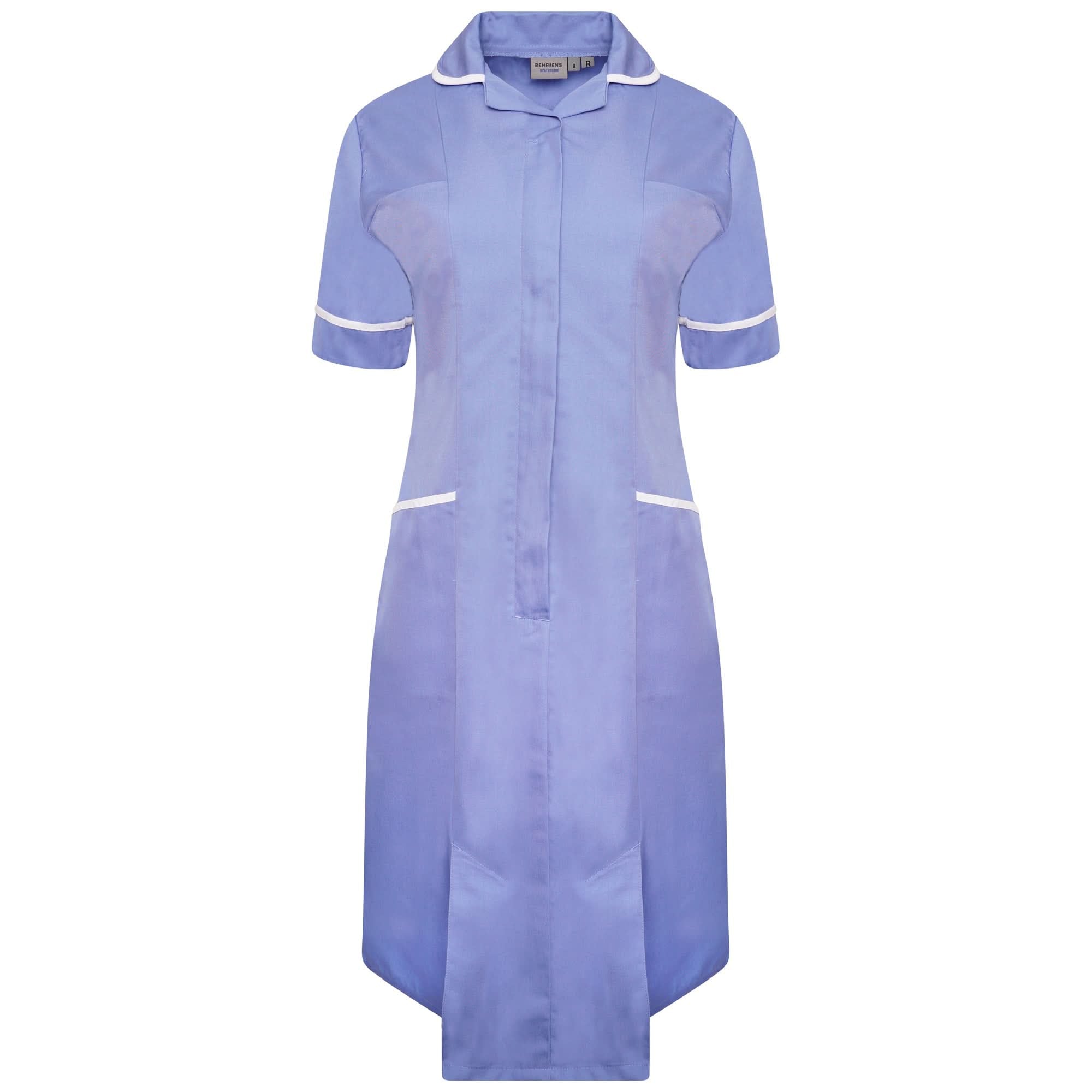 NCLD - Nurse Dress in Metro Blue with White Trim Healthcare Dress Behrens
