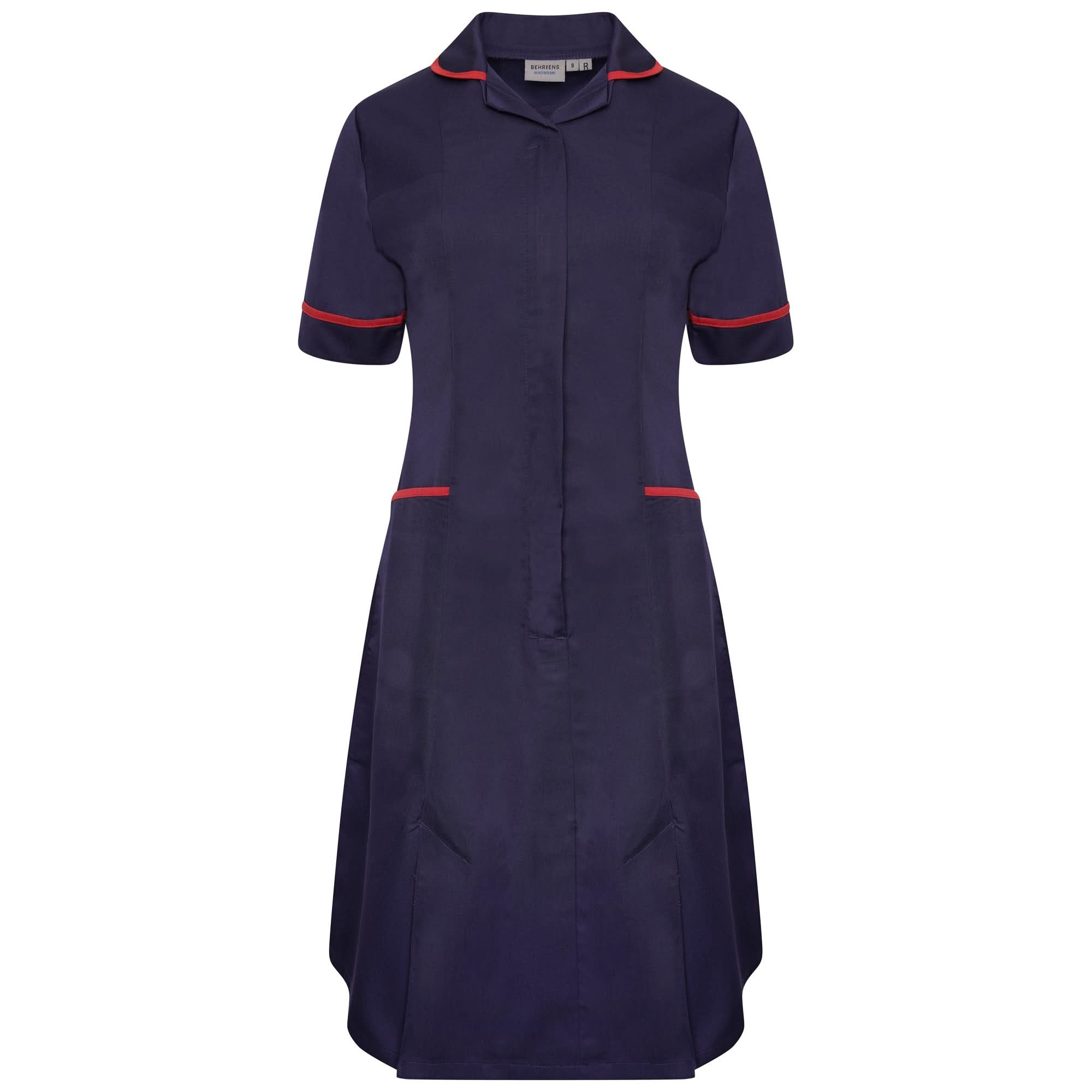 NCLD - Nurse Dress in Navy with Red Trim Healthcare Dress Behrens
