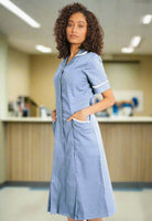 NCLD - Nurse Dress in Sky Blue with White Trim Healthcare Dress Behrens