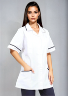 Ladies Revere Collar Tunic Ladies Healthcare Tunic Behrens White/Navy Trim 6