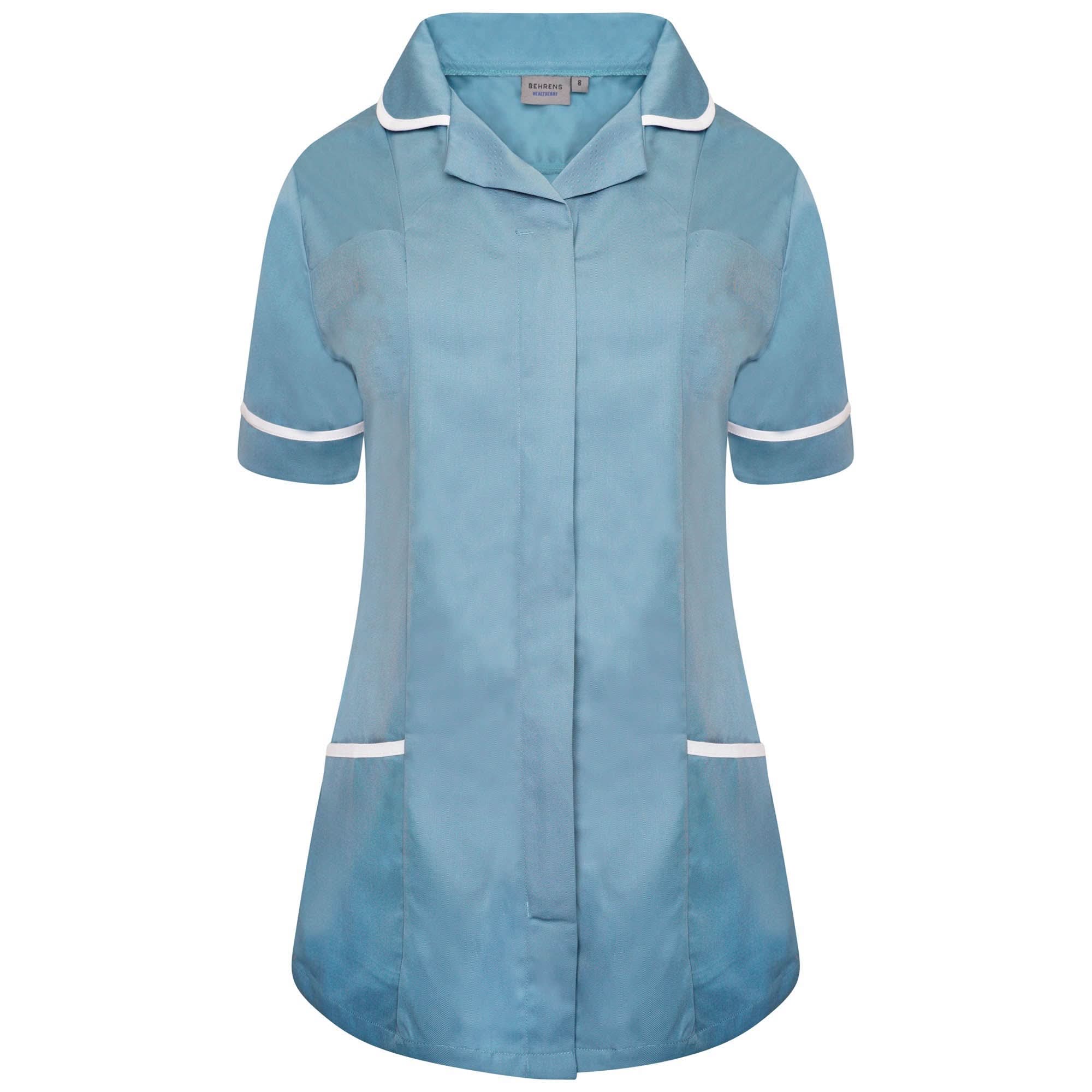 NCLT - Ladies Round Collar Tunic Teal / White Trim Behrens