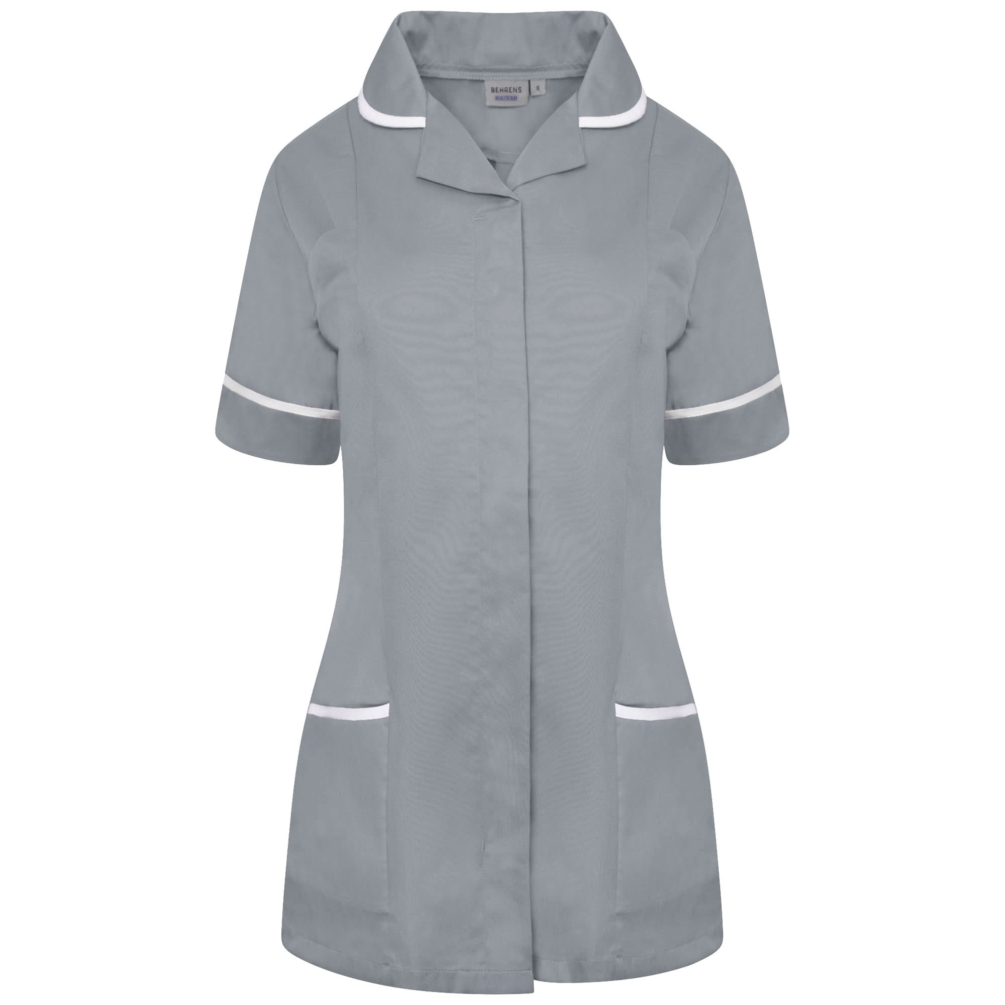 NCLT - Ladies Round Collar Tunic Grey / White Trim Behrens 6