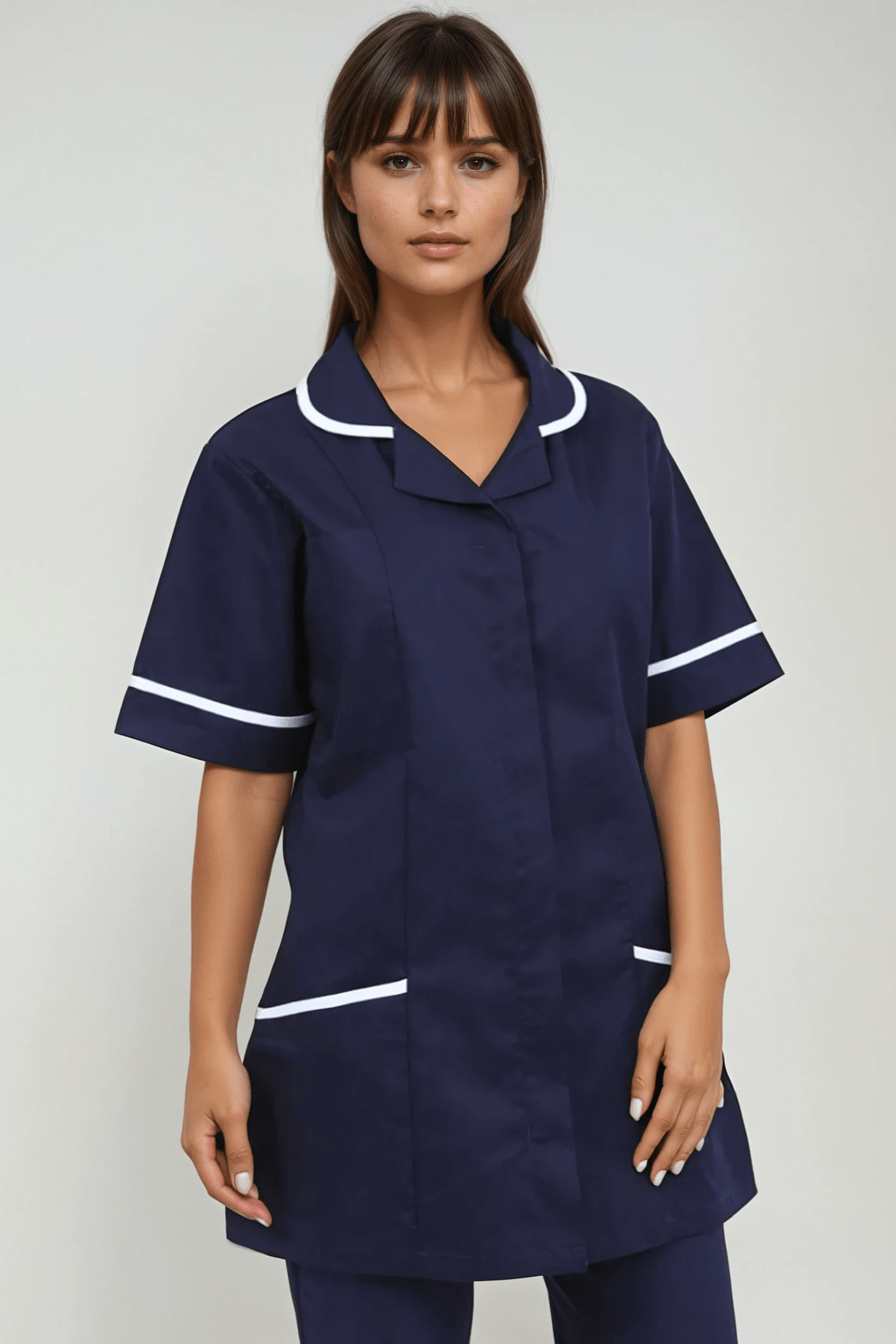 NCLTPS Ladies Round Collar Tunic (Blues) Ladies Healthcare Tunic Behrens