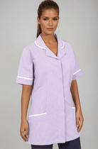 NCLTPS Round Collar Tunic (Striped) Ladies Healthcare Tunic Behrens Lilac / White Stripe 6