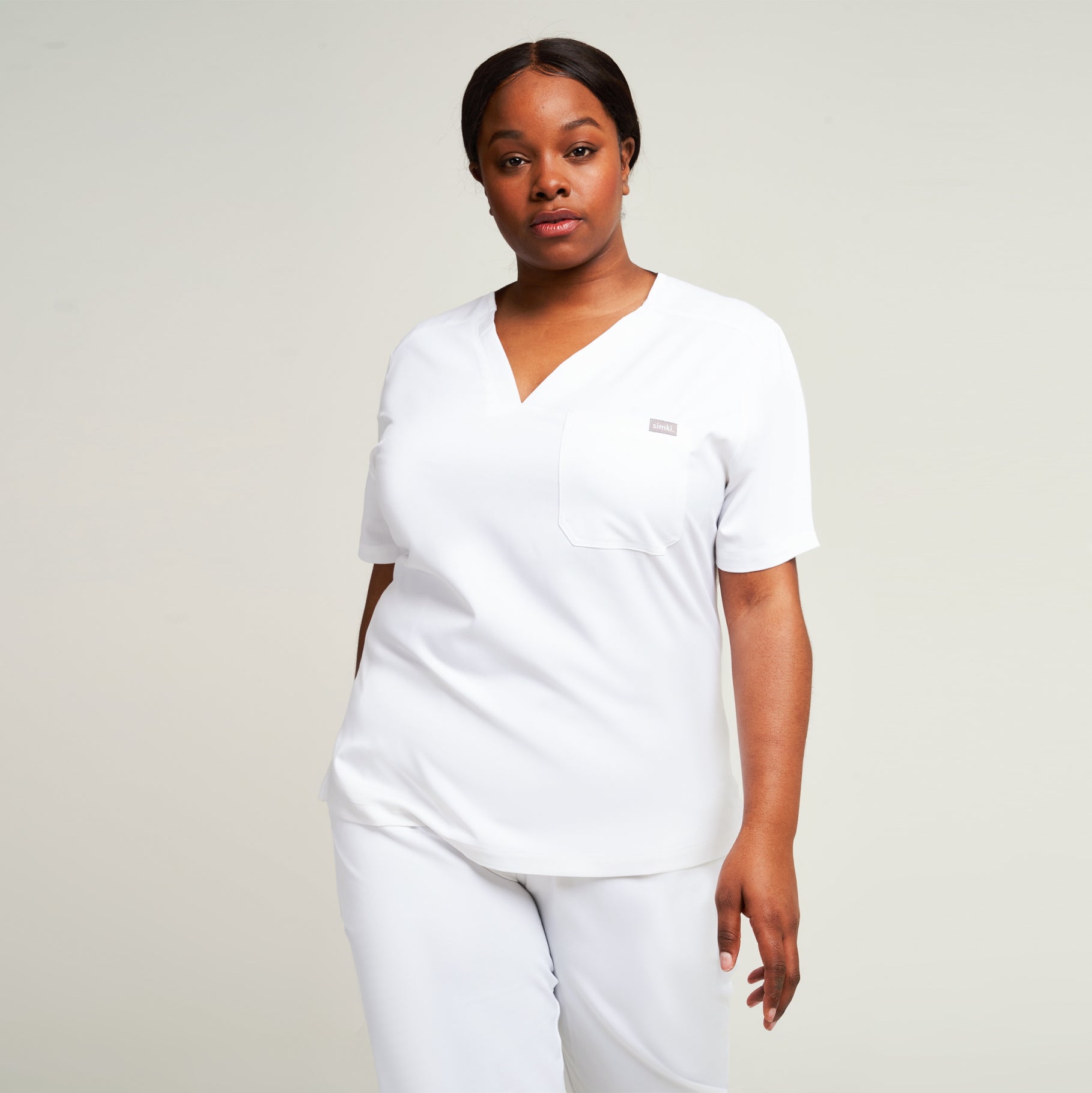 Nova Ladies "Simki" Scrub Top Scrubs Behrens White XS