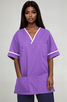NSTT Unisex Smart Scrub Tunic (Colours) Unisex Scrub Top Behrens Purple / White XS