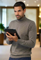 Oslo Mens Roll Neck Jumper Mens Knitwear Brook Taverner Taupe XS