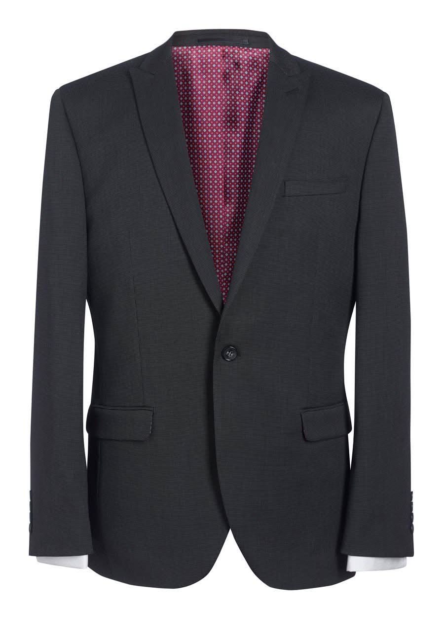 Pegasus Mens Slim Fit Suit Jacket Mens Suit Jacket Brook Taverner Charcoal Pin Dot 34" Short
