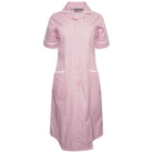 Pink/White Stripe Nurse Dress with White Trim Healthcare Dress Behrens 6 Short