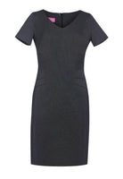 Portia Women's V-Neck Dress Dresses Brook Taverner Charcoal Pin Dot 4 Regular