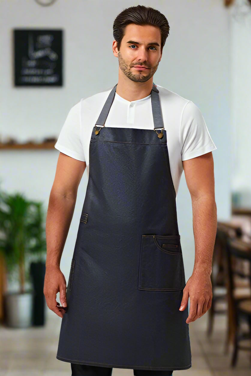 PR134: Waxed-Look Denim Bib Apron Aprons Premier