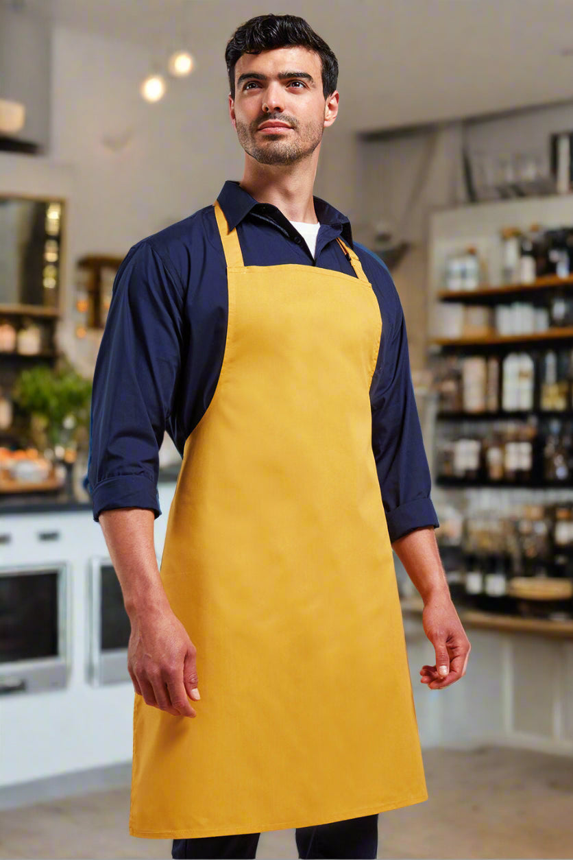 PR150: Colours Pocketless Bib Apron Aprons Premier