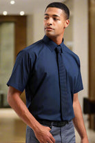PR202: Mens Short Sleeve Poplin Shirt Mens Short Sleeve Shirts Premier Navy 14.5"
