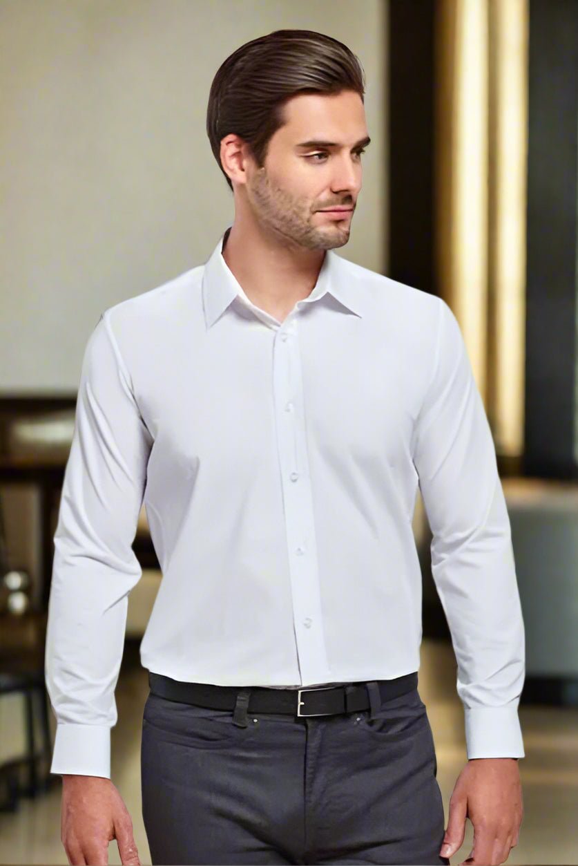 PR204: Mens Fitted Long Sleeve Shirt Mens Long Sleeve Shirts Premier White 14.5"