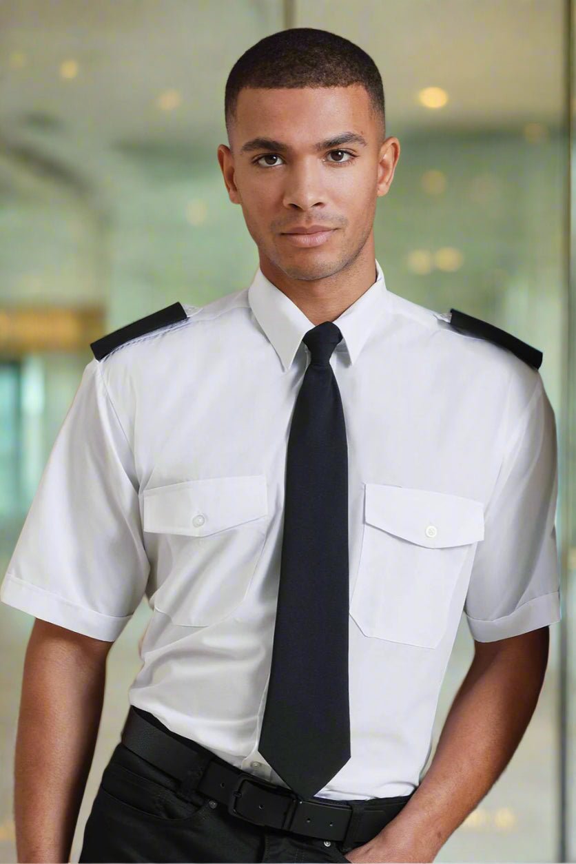 PR212: Mens Short Sleeve Pilot Shirt Mens Short Sleeve Shirts Premier White 14.5"