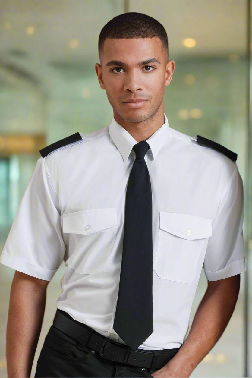 PR212: Mens Short Sleeve Pilot Shirt Mens Short Sleeve Shirts Premier White 14.5"