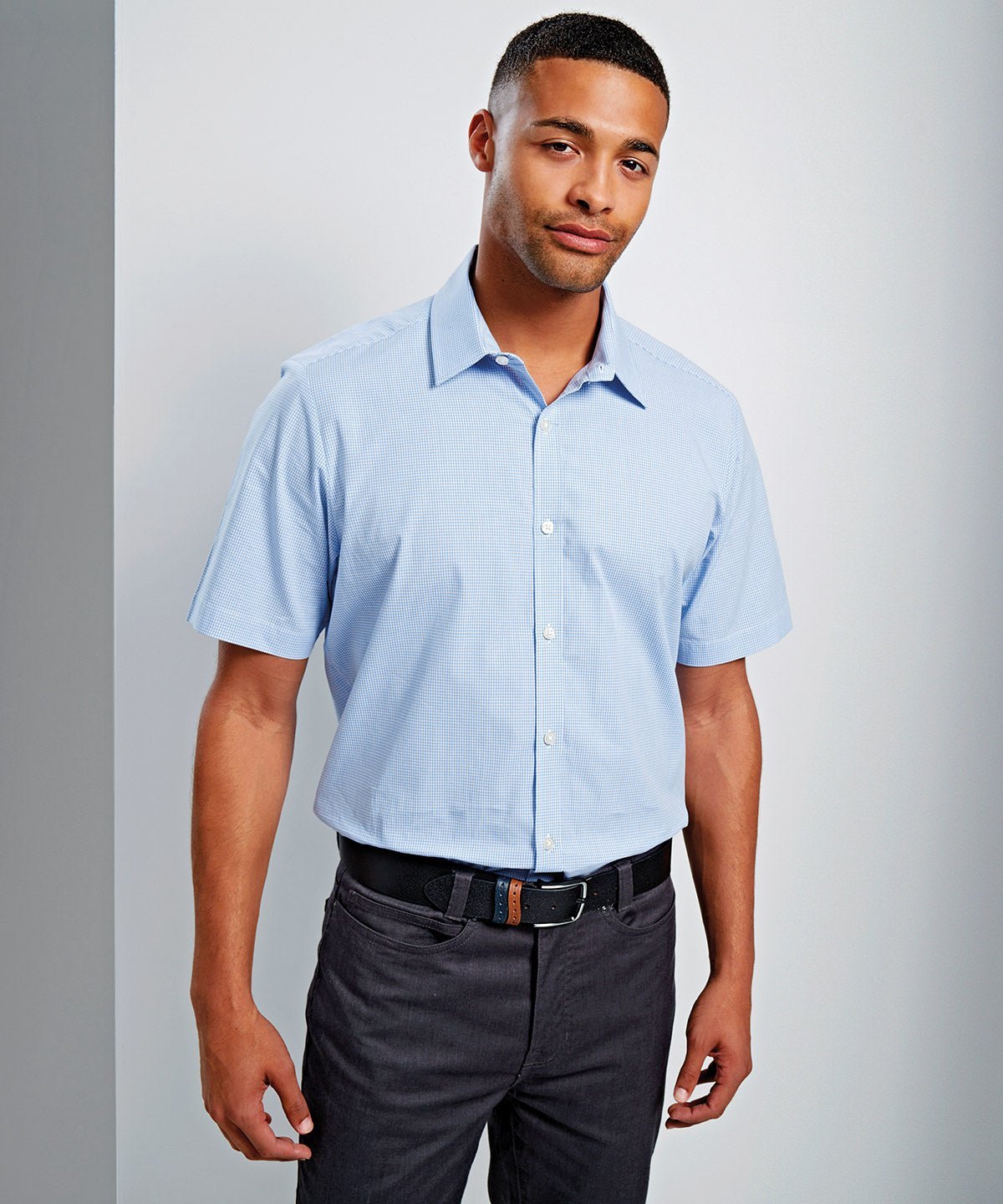 PR221 - Mens Microcheck Shirt Mens Short Sleeve Shirts Premier
