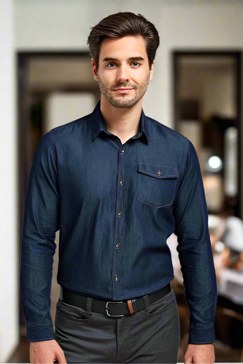 PR222: Mens Denim Shirt Mens Long Sleeve Shirts Premier