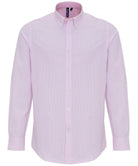 PR238: Mens Long Sleeve Oxford Shirt Mens Long Sleeve Shirts Premier White/Pink S